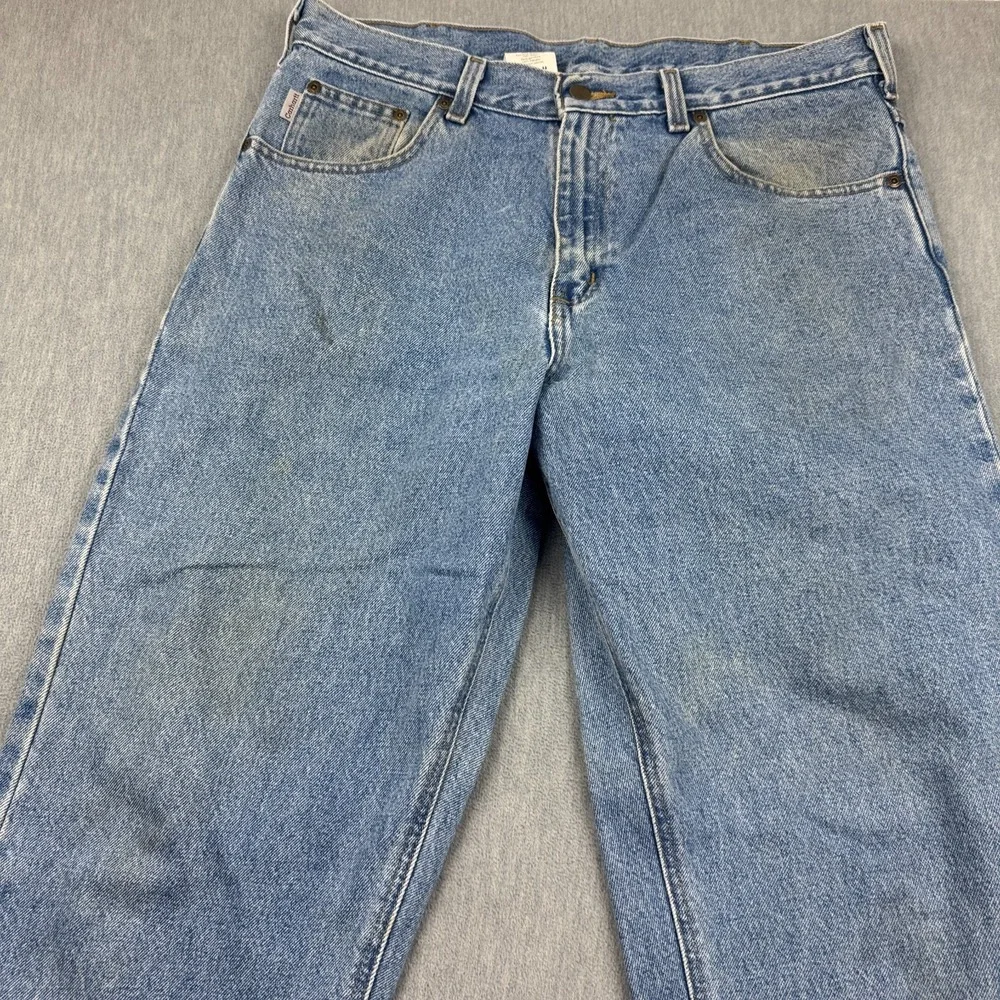 Vintage Carhartt Jeans Mens 35X34 Fit 35X32 Blue Denim Loose Fit Straight B167‎